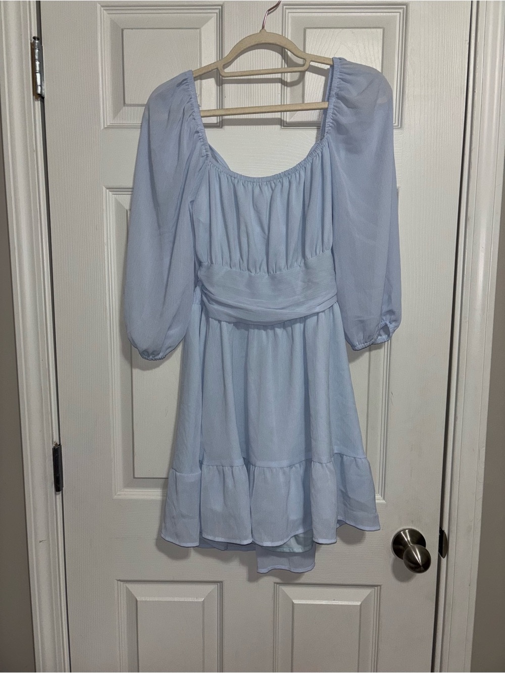 Women’s Light Blue Puff Sleeve Sundress
